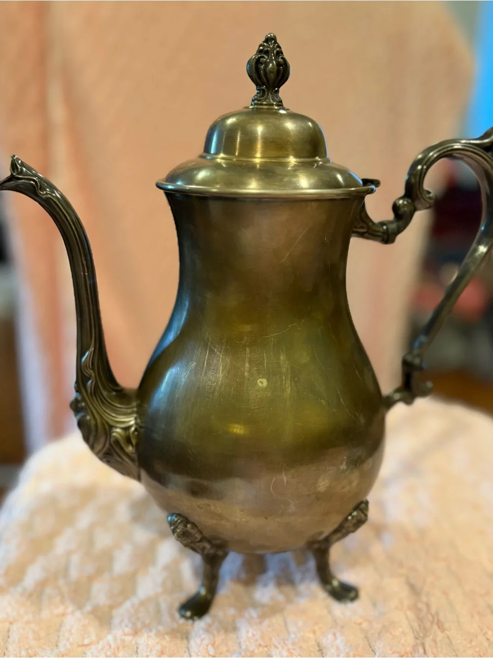 Vintage Brass-Patina Coffee Pot - Elegant Home Dining Accent